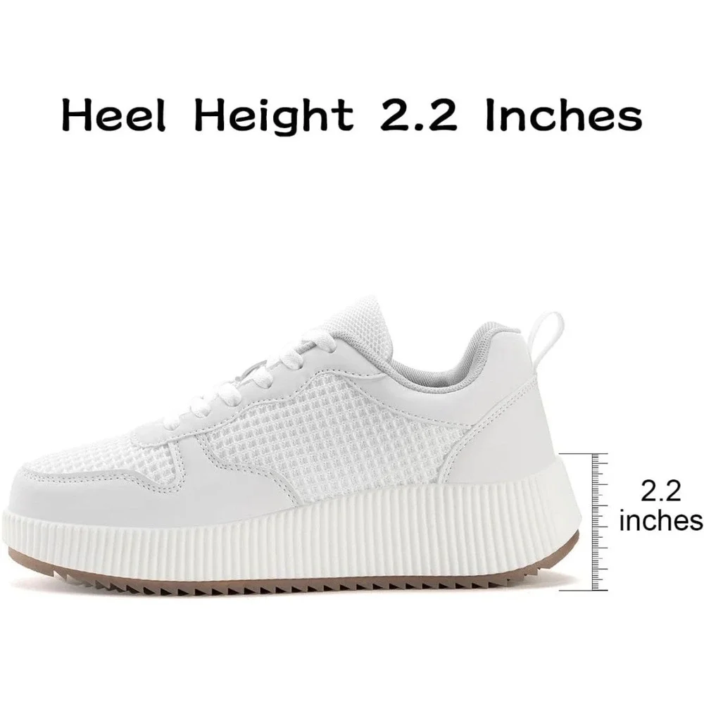 NIB Kyedoo Women Platform Walking Shoes White Mesh Sneaker Lace Up Sz 8